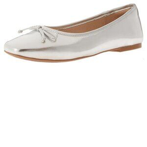NEW Women's / Crossdresser Pepper Ballet Flat Shoes with Bow Silver Size 13